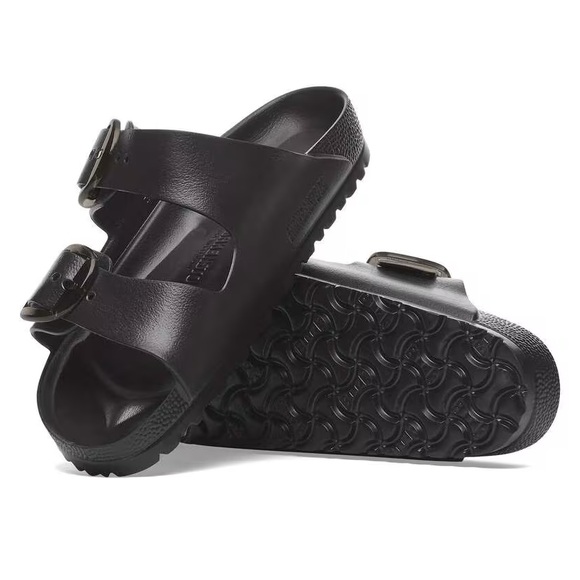 Birkenstock Shoes - Arizona Big Buckle EVA - Black Two Strap Slide Sandals